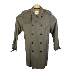 NWOT Todd Snyder Mens Olive Grey Double Breasted Topcoat XL Cotton Resin Nylon